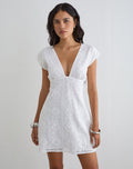 Image of Yenna Plunge Mini Dress in Floral Lace White