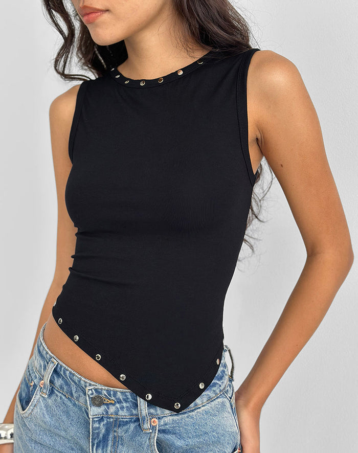 Image of Yetta Double Studded Vest Top in Black