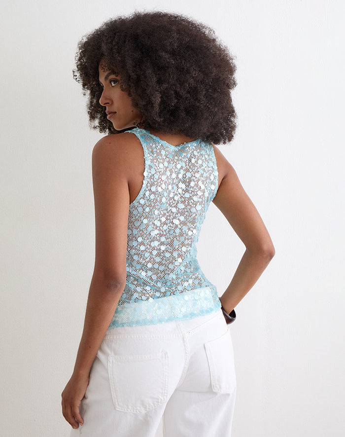 Image of Yorenda Top in Net Sequin Blue