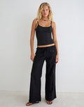 Image of Yua Wide Leg Trouser in Linen Black