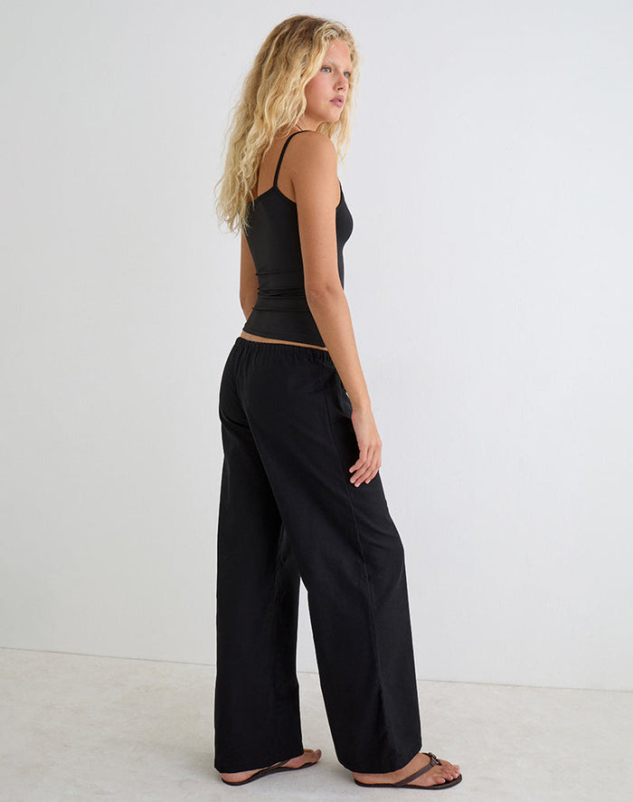 Image of Yua Wide Leg Trouser in Linen Black