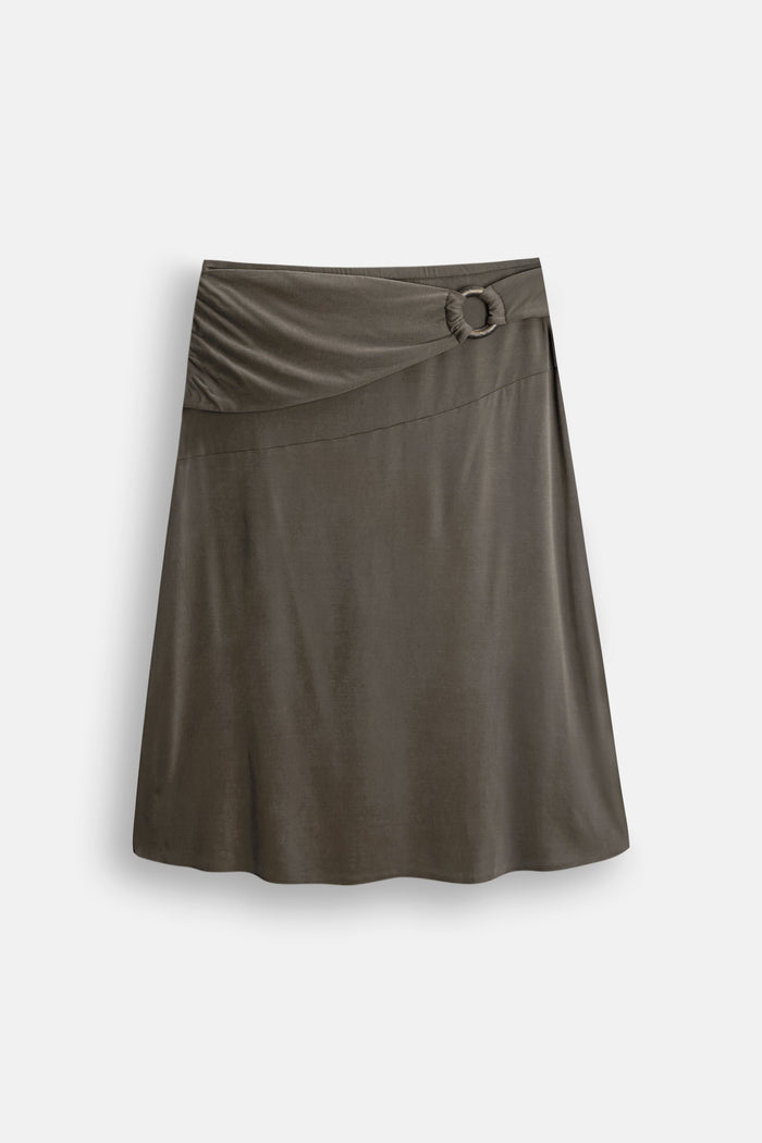 Image of Yusra Midi Skirt in Cupro Dark Brown