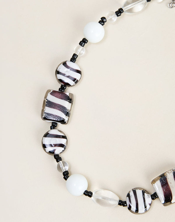 Image of Zebra Glass Beaded Necklace